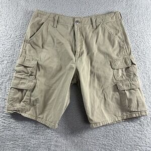 Wrangler Cargo Shorts Mens 34 Khaki‎ Tan Brown Outdoors Canvas Hiking 10"